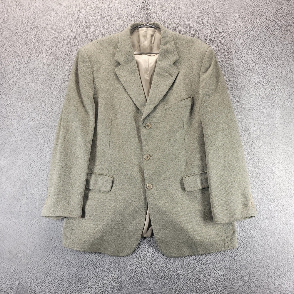 Brooks 346 Blazer Mens 42 Tan Silk Wool Herringbone Tweed Sport Coat Jacket